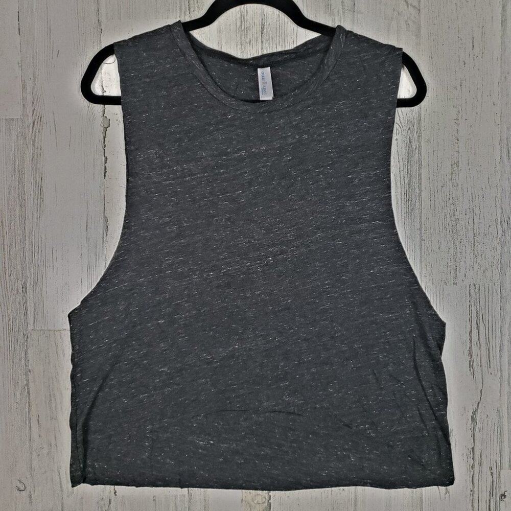 NWOT Over The Limit Apparel Heathered Gray Sleeveless Muscle Women's Size Large
